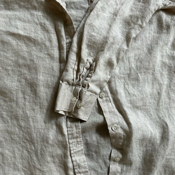 100% linen 3/4 sleeve button down shirt - Picture 5 of 11